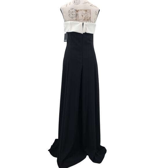 Marina Elegant Sleeveless Strapless black & white maxi formal dress Minimalistic - Picture 3 of 12